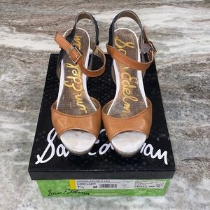 Sam Edelman Katina Saddle and Black Wedge Heels 7.5
